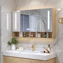  Smart anti-fog bathroom mirror cabinet with LED light toilet wall-mounted toilet mirror box Dressing bathroom mirror
