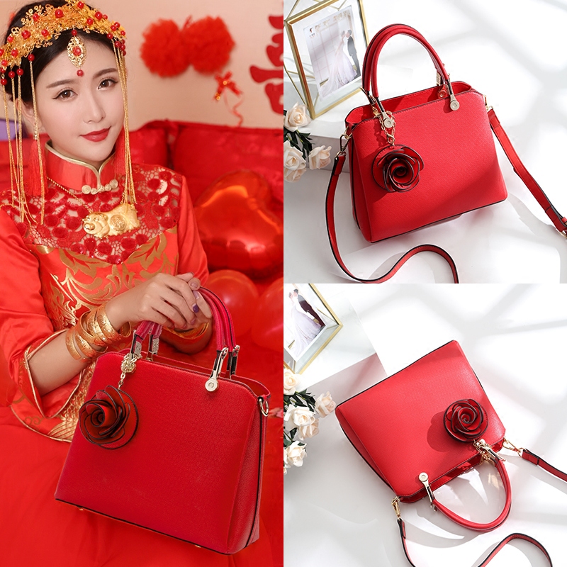 Bride red bag female diagonal bag wedding handbag 2018 new fashion bridesmaid bag wedding wedding bag