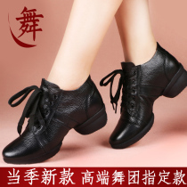 2021 new square dance shoes womens four seasons dance shoes soft-soled leather dance shoes adult ghost sailor leather shoes