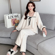 MAJE MANTAS princess style pajamas women autumn and winter Net red coral velvet padded flannel home clothing two-piece set