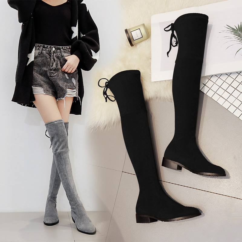 Korean version of the fashion over the knee boots female sense winter new matte leather stovepipe stretch boots high boots 5050 women's shoes