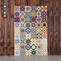 Nordic flower tiles Nine Palace grid color small flower tiles American kitchen bathroom balcony antique floor tiles 300 tiles