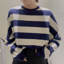  2021 early autumn new striped sweater Korean lazy style all-match top loose 0810 length 65 bust 135