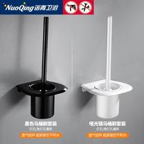 European black punch-free double toilet cup holder bathroom space aluminum white toilet brush holder