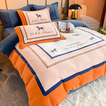 Nordic light luxury flannel four-piece sheets quilt cover milk velvet winter coral velvet padded double-sided velvet bedding
