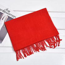 China annual red scarf custom LOGO men and women winter General tassel cashmere shawl classmate party embroidery seal