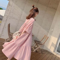 Maternity dress summer suit Summer long dress Korean version pure cotton European and American style large size dress summer hot mom fashion