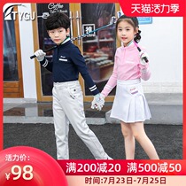 Golf clothing Childrens long-sleeved ball suit Parent-child male and female childrens POLO shirt Korean version of spring and summer sports clothes