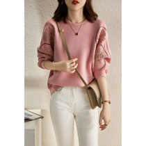 Foreign trade original single Italian womens clothing Yu single export European coat early autumn Korean version of loose temperament round neck sweater women