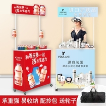 Mobile promotional table display stand folding portable ice powder try snack car advertising Booth push table