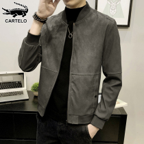 Gator baseball collar coat men in spring handsome locomotive suit spring and autumn casual simulation leather jacket man