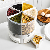 Whole grains storage box Kitchen rotatable grid storage rice bucket Grain grain rice cylinder white plastic sealed tank