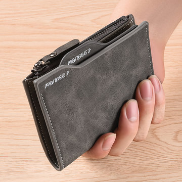 钱包男士短款多功能拉链钱夹卡包驾驶证一体大容量多卡位薄款皮夹