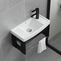 Narrow Side Small Family Type Washbasin Bath Room Cabinet Combined Washbasin Wash Bench Ceramic Hanging Wall Type Mini Trumpet type