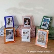 Cross-border simple and creative 3-inch photo frame acrylic table set transparent laser 3-inch photo card display frame strong magnetic