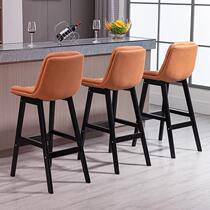 Tech Cloth Solid Wood Bar Bench Chair High Footstool Modern Minimalist Home Bar Chair Light Lavish Finish Silver Foreground Leaning Back Chair