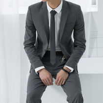 Dark gray spring and autumn professional suit mens handsome small suit mens casual suit business formal dress slim Korean dress