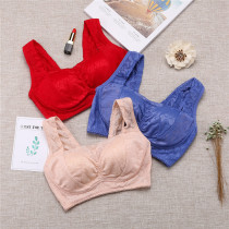Brand special no steel rim thin big chest small underwear Summer lace anti-light adjustment bra vest bra