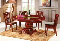 Factory direct solid wood dining table and chair rubber wood dining table and chair combination hotel round table one meter two hotel Round Table