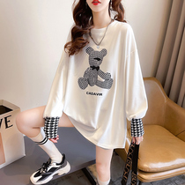 Pregnant woman blouses spring clothing suit 2022 new pure cotton long sleeve t-shirt loose big code for undershirt spring autumn and two sets