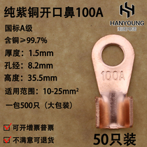 Pure copper national standard open nose 100A copper wire ear copper wire nose copper connector copper terminal 50