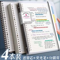B5 Loose-leaf book detachable A4 notebook sub-thick grid book Cornell removable core loose-leaf paper buckle shell clip Simple book for college students A5 graduate school coil loose-leaf notebook