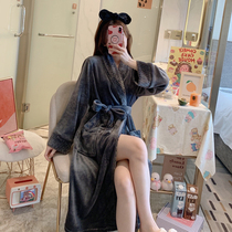 Autumn and winter gowns women thick and velvet bathrobes long warm coral velvet bathrobe sexy pajamas flannel nightgown