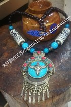 Niu head necklace Mongolian necklace National retro style necklace alloy necklace Inner Mongolia necklace two batches