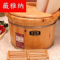 Foot washing basin wooden basin household solid wood foot soaking double foot therapy cypress foot soaking bucket wooden bucket health soaking foot washing bucket