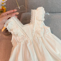 Girls dress childrens dress womens summer thin vest dress baby white dress little girl foreign princess dress