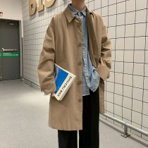 Medium and long windbreaker mens autumn new Hong Kong style Japanese tooling coat Tide brand British wind Joker handsome coat