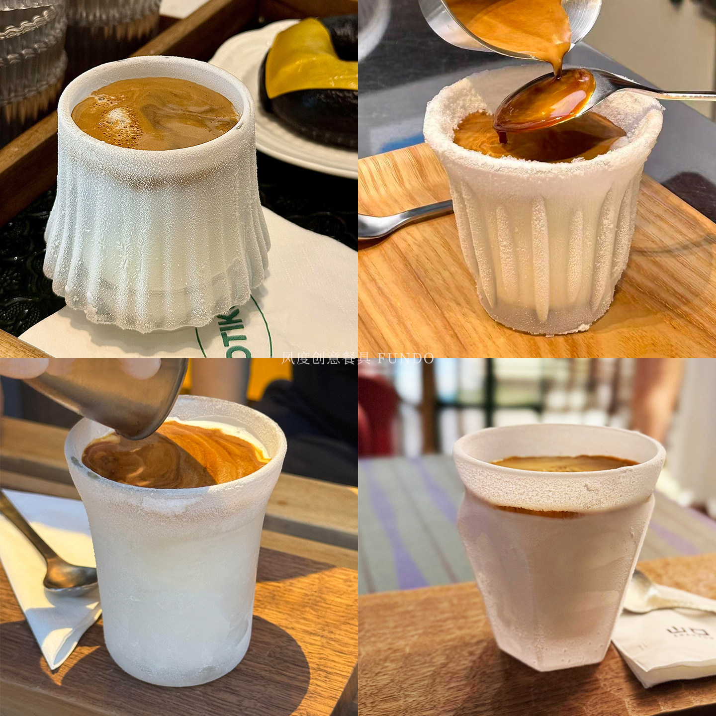 美国咖啡杯陶瓷复古窑变手绘冰寂风拿铁杯花 (大型,咖啡