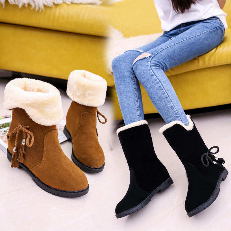 Korean version of Harajuku fashion boots children winter new style 2019 boots women's shoes with velvet warm flat-soled snow boots