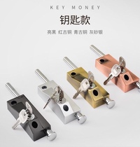 Door framed glass wood iron automatic rotation moving door mounted aluminum alloy lock spring floor latch key lock
