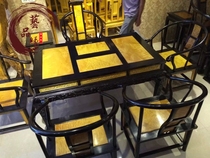 New purple sandalwood Ebony Ebony big leaves golden silk Nan Chinese tea table seven chairs leisure table solid wood