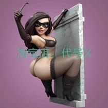 Wall climbing girl with crab double version 3D printing model stl hand-made high-precision material file