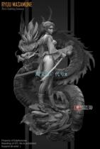 Female ninja and Chinese dragon 3D printed model stl hand-made high-precision material file