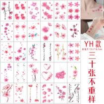 Sakura tattoo sticker waterproof female ancient style fairy sexy collarbone Pink Girl Flower lasting simulation tattoo sticker