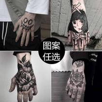 Tattoo stickers waterproof men and women durable hand back fingers rose skeleton hip hop wind Net Red Tide people (optional 4)
