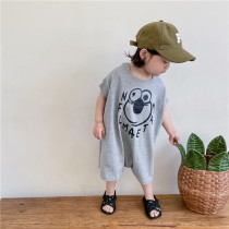 Crooked pussy Korean boy dress male and female short sleeve T-shirt one-piece dress and summer clothes baby loose casual limpsuit children