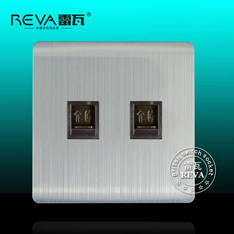 Double telephone panel, two telephone sockets, panel, telephone line socket, double wall switch socket, stainless steel