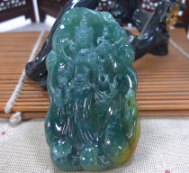 Jade natural A goods finished jade ice waxy blue water frosted old Guanyin Bodhisattva full jade pendant gift