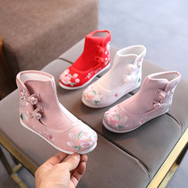 Autumn and winter girls Hanfu shoes old Beijing cloth shoes children embroidered shoes short boots Chinese style dance performance shoes