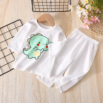 2022 Childrens Summer Air Conditioning Suit Three-Quarter Sleeve Home Wear Boys and Girls Baby Summer Thin Breathable Pajama Set
