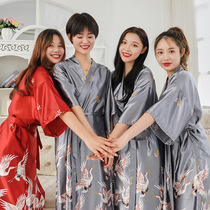 Spring and autumn ice silk suspender night dress night gown Sexy silk pajama party womens summer single piece short-sleeved half-sleeve thin section