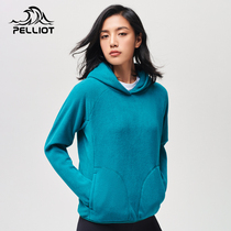 Boxi and autumn and winter outdoor fleece clothes womens pullover hooded plus velvet wild stretch comfortable casual sports sweater