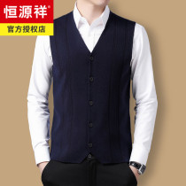Hengyuanxiang autumn mens middle-aged vest V-collar business dad dress knitted cardigan sleeveless sweater men