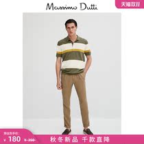 Massimo Dutti mens 2022 autumn and winter new casual version striped cotton knitted Polo T-shirt 00912401506