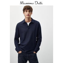Massimo Dutti men's cotton mesh men's casual trend long sleeve POLO shirt 00709283401