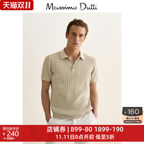 Massimo Dutti mens cotton woven short sleeve polo mens casual polo shirt 00906420710